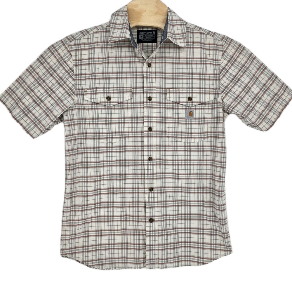Carhartt Rugged Flex Relaxed Fit Midweight Canvas Short Sleeve Mens Shirt Medium - Picture 2 of 8